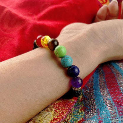 7 Chakra Lava Stone Bracelet - Essential Oil Diffuser