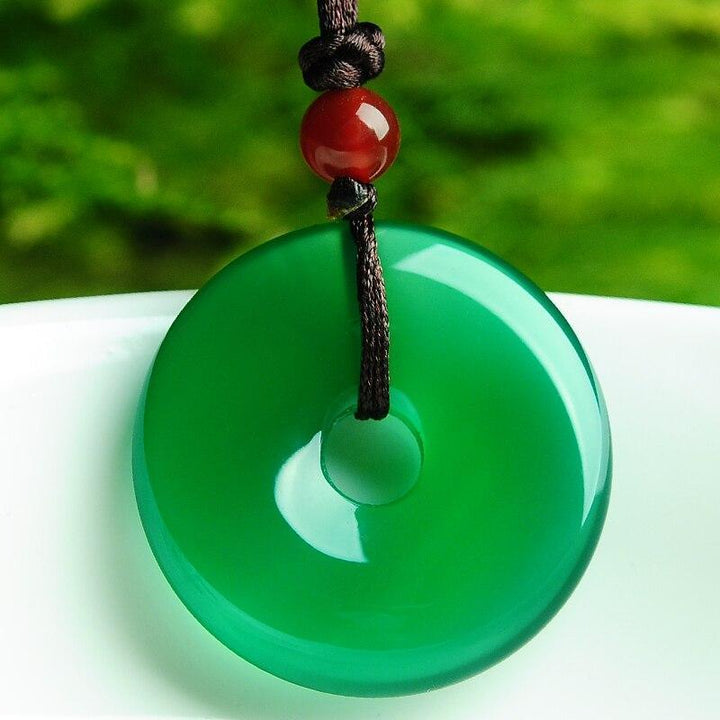 Green Jade Disk Necklace - Attract Positivity & Harmony