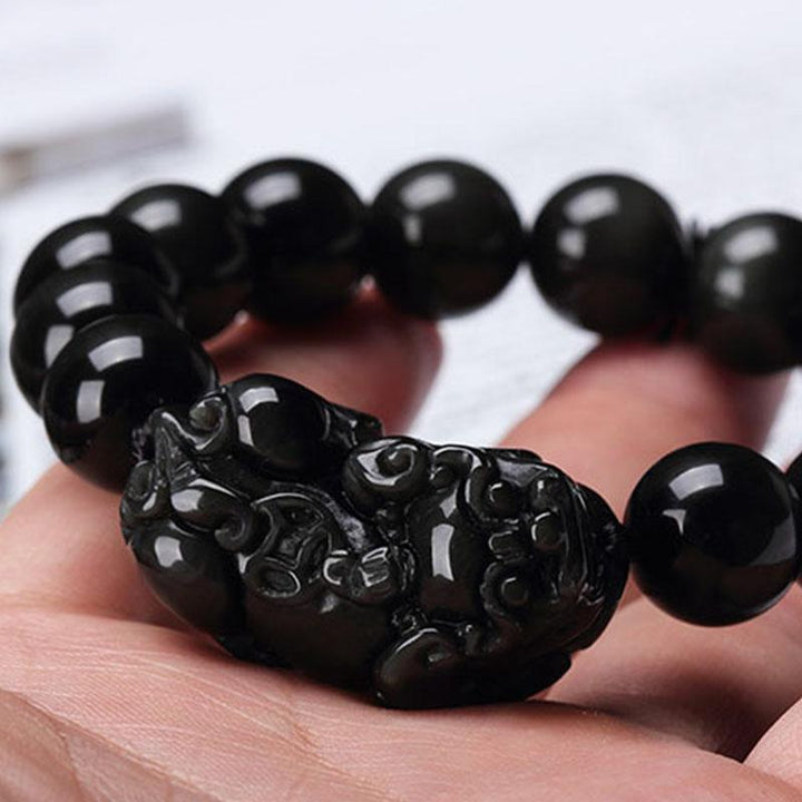 Black Obsidian Pixiu Bracelet - Wealth Protection