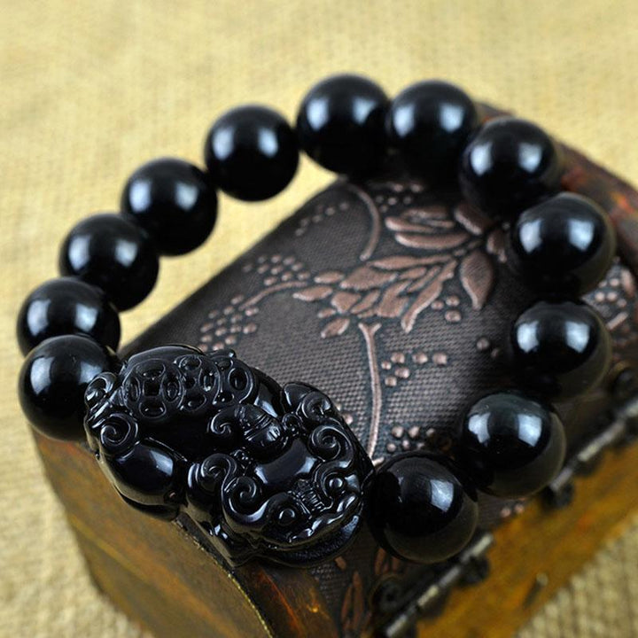 Black Obsidian Pixiu Bracelet - Wealth Protection