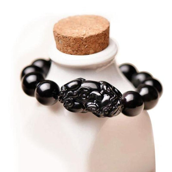 Black Obsidian Pixiu Bracelet - Wealth Protection