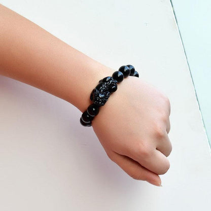 Black Obsidian Pixiu Bracelet - Wealth Protection