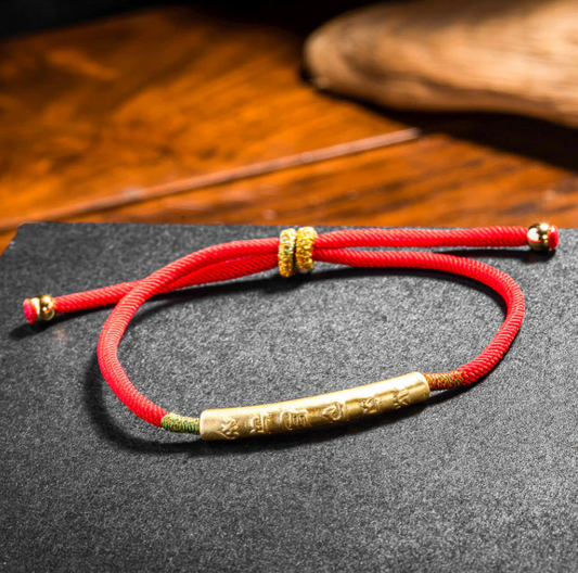 Tibetan Red String Bracelet-Six-Character Engraved Mantra Prayer Buddhist Mascot