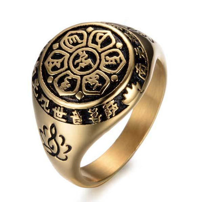 Lotus Mantra Ring – Om Mani Padme Hum - Silver, Gold