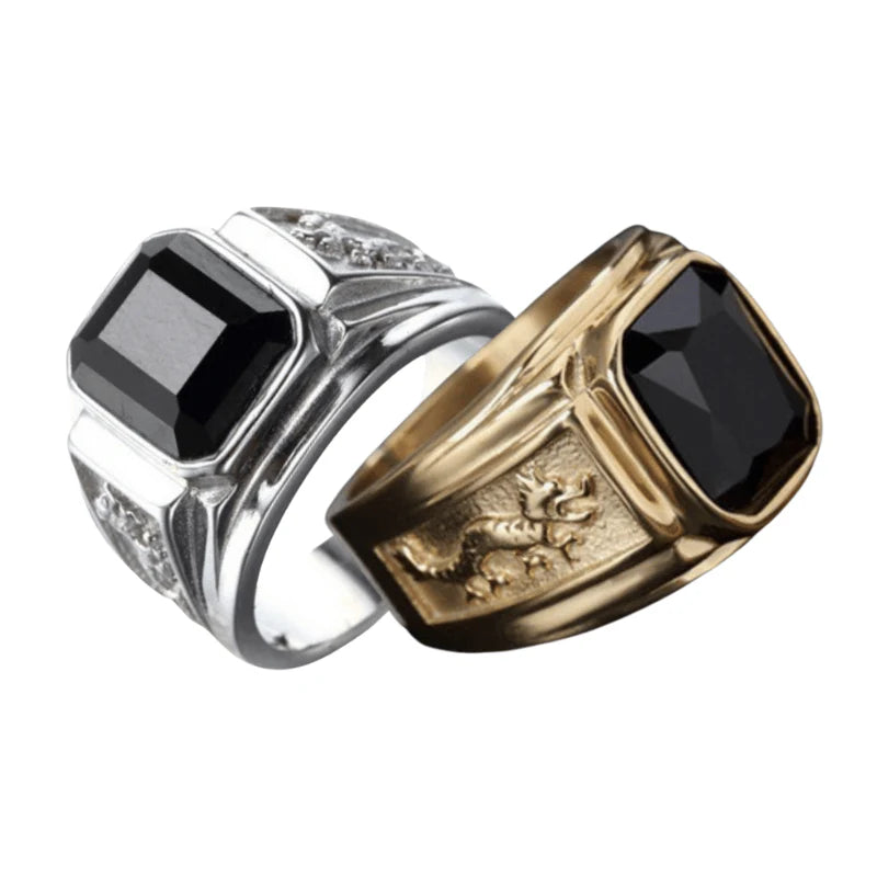 Black Crystal Lucky Dragon Ring