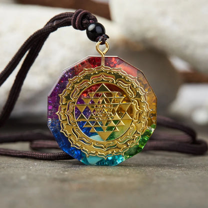 Chakra Orgonite Necklace - Balances Orgone Energy & EMF Protection Meditation Jewelry