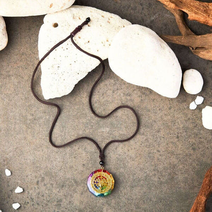 Chakra Orgonite Necklace - Balances Orgone Energy & EMF Protection Meditation Jewelry