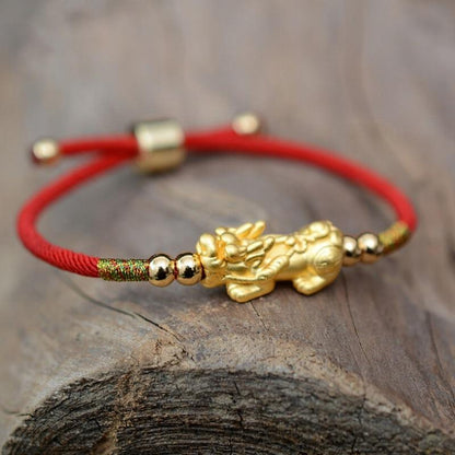 Feng Shui Red String Pixiu Bracelet-Tibetan Buddhism Adjustable