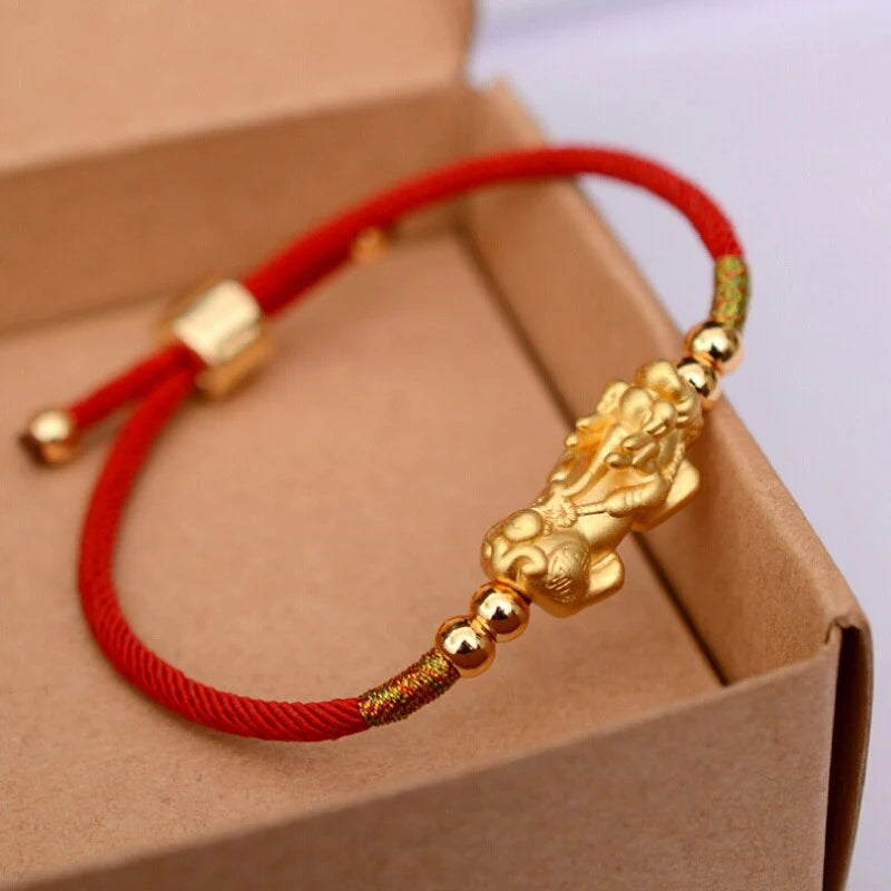 Feng Shui Red String Pixiu Bracelet-Tibetan Buddhism Adjustable