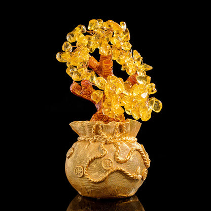 Citrine Money Tree for Prosperity - Money Attracting Money Tree Feng Shui Gemstone Ornaments