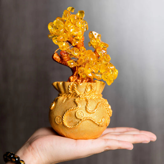 Citrine Money Tree for Prosperity - Money Attracting Money Tree Feng Shui Gemstone Ornaments