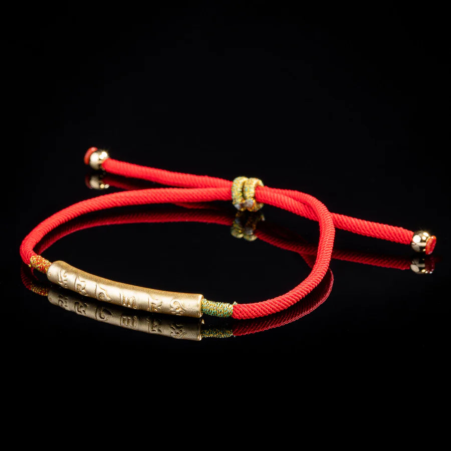 Tibetan Red String Bracelet-Six-Character Engraved Mantra Prayer Buddhist Mascot