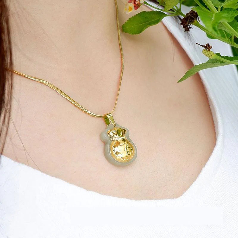 Jade Money Bag Necklace - Feng Shui Wealth Activator