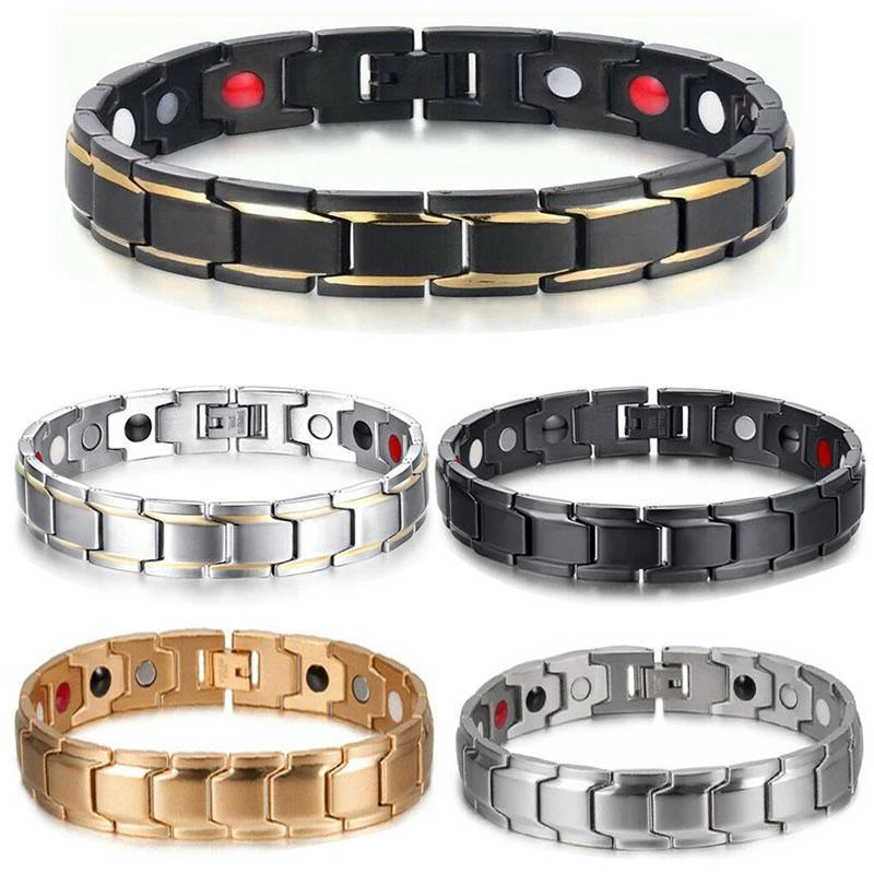 Magnetic Therapy Bracelets - Black, Silver, Gold