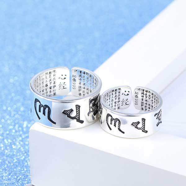 Buddhist Mantra & Heart Sutra Ring - Attain True Happiness