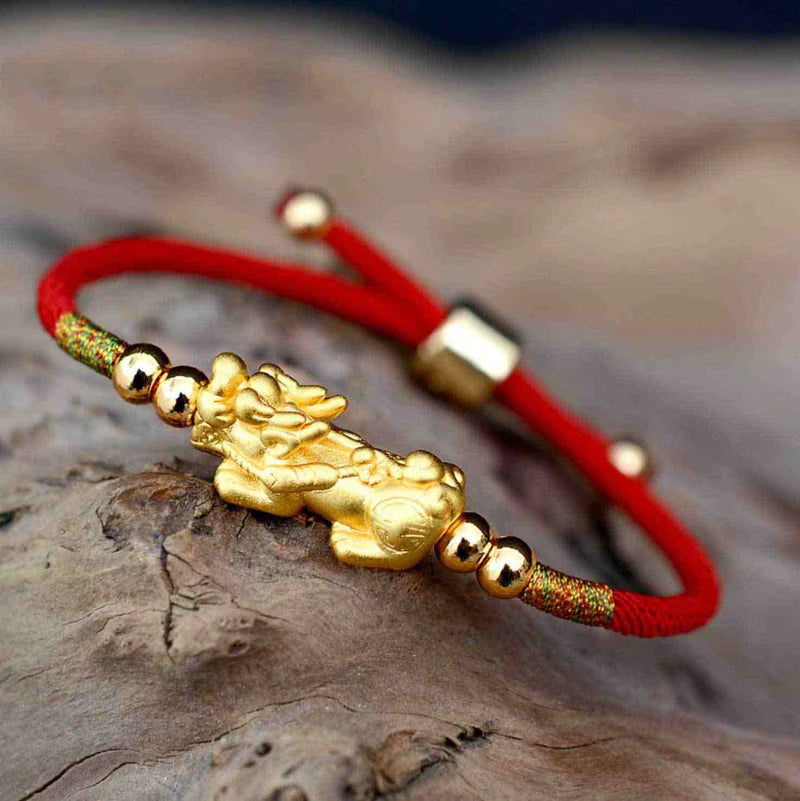 Feng Shui Red String Pixiu Bracelet-Tibetan Buddhism Adjustable