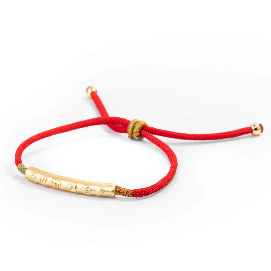 Tibetan Red String Bracelet-Six-Character Engraved Mantra Prayer Buddhist Mascot