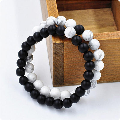 Black & White Distance Bracelets Bundle - For Couples